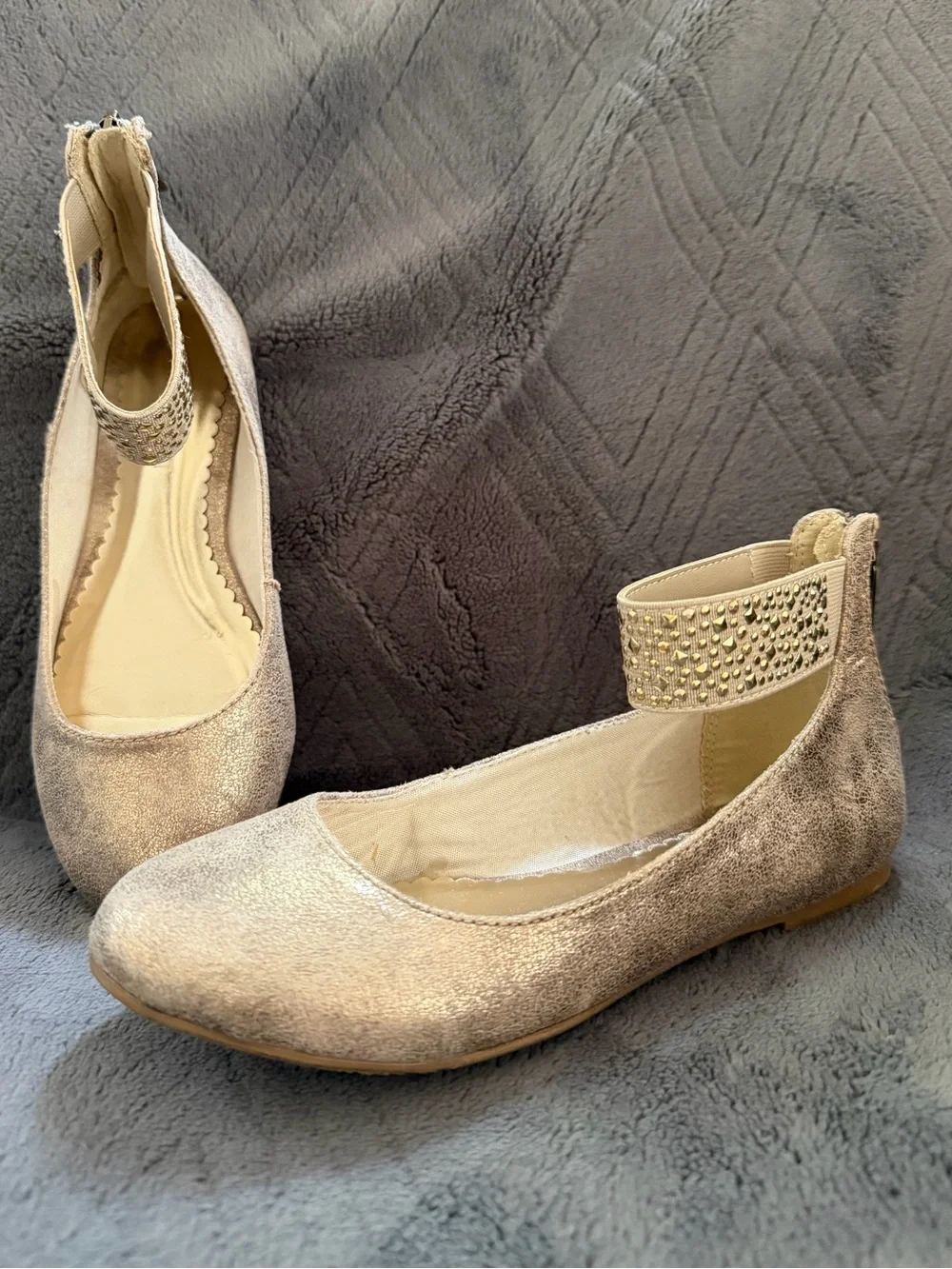Girls' Glitter Ankle-Strap Ballet Flat - Gold
